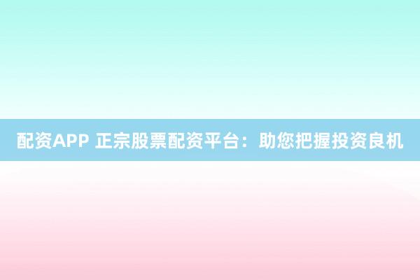 配资APP 正宗股票配资平台：助您把握投资良机
