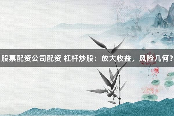 股票配资公司配资 杠杆炒股：放大收益，风险几何？
