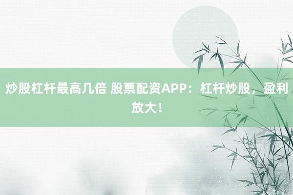 炒股杠杆最高几倍 股票配资APP：杠杆炒股，盈利放大！