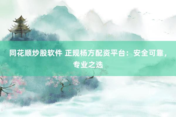 同花顺炒股软件 正规杨方配资平台：安全可靠，专业之选