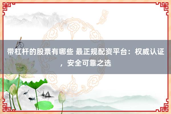 带杠杆的股票有哪些 最正规配资平台：权威认证，安全可靠之选