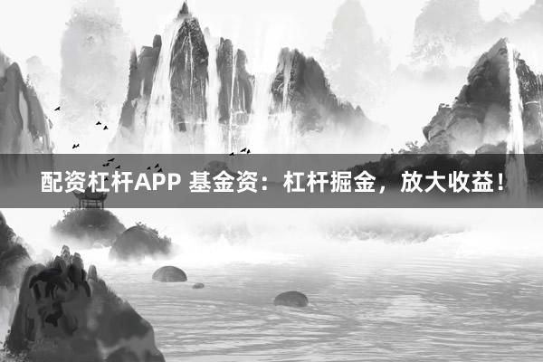 配资杠杆APP 基金资：杠杆掘金，放大收益！