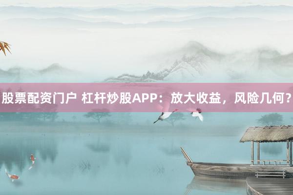 股票配资门户 杠杆炒股APP：放大收益，风险几何？