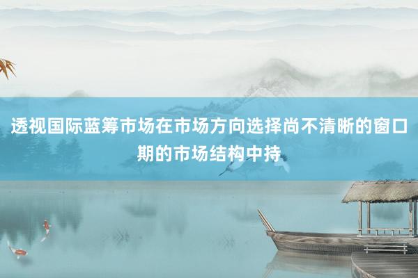 透视国际蓝筹市场在市场方向选择尚不清晰的窗口期的市场结构中持
