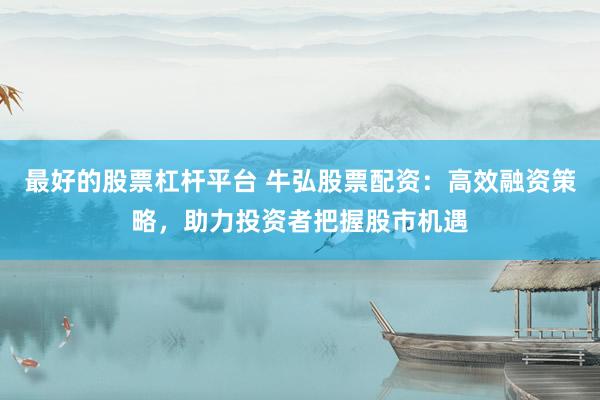 最好的股票杠杆平台 牛弘股票配资：高效融资策略，助力投资者把握股市机遇