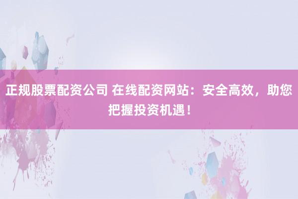 正规股票配资公司 在线配资网站：安全高效，助您把握投资机遇！