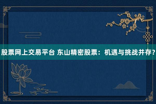 股票网上交易平台 东山精密股票：机遇与挑战并存？