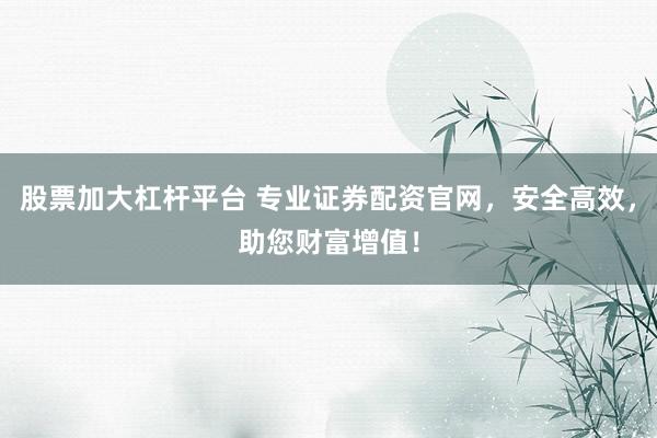 股票加大杠杆平台 专业证券配资官网，安全高效，助您财富增值！