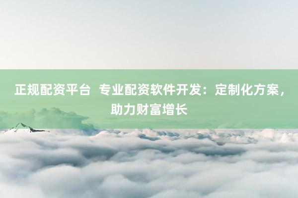 正规配资平台  专业配资软件开发：定制化方案，助力财富增长